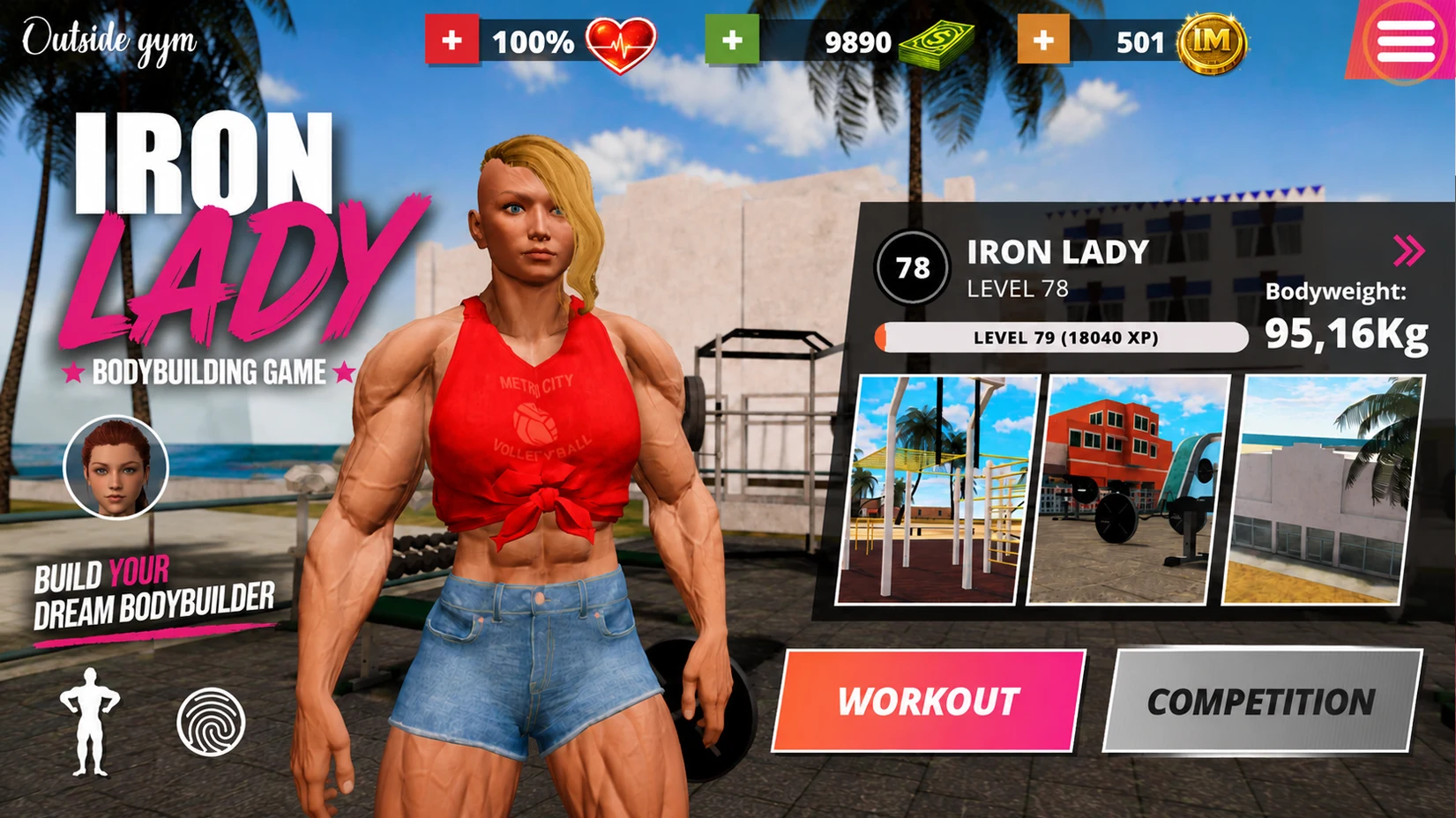 Iron Lady: Bodybuilding game screenshot